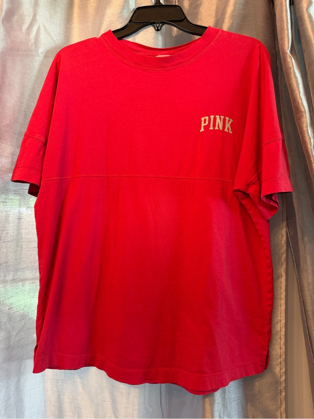 PINK Victoria's Secret Short Sleeve Crew Tee in Bright Red